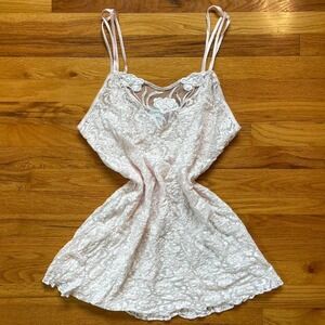 Vintage 90s Light Pink Lace Slip Pearl Beaded Size XL Coquette Princess Girly